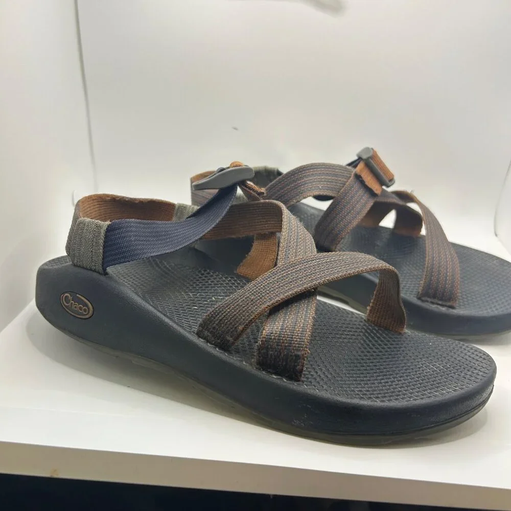 Chaco Mens Adjustable Strap Sandals Size M9 Black & Brown Durable Outdoor Footwe